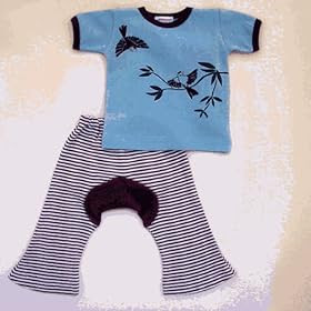 Sckoon Organic Cotton Baby & Toddler Tee and Fig Stripes Pants Set Birds