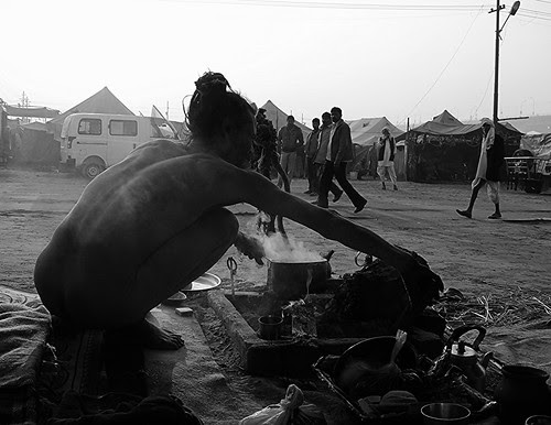 The Naga Hospitality -Making Tea For The Guests Maha Kumbh by firoze shakir photographerno1