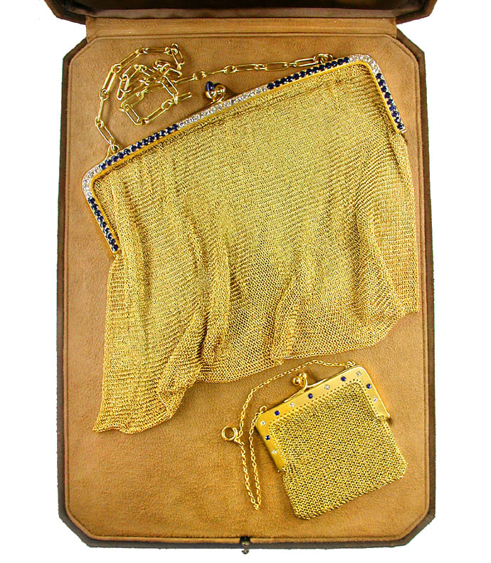 Foto 8, HANDTASCHE 19ct DIAMANTEN SAFIRE, 431g 18K GOLD SCHMUCK, S6809