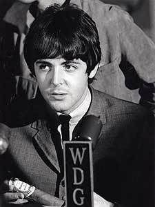 Photo of Paul McCartney shaggy mullet hair. 
