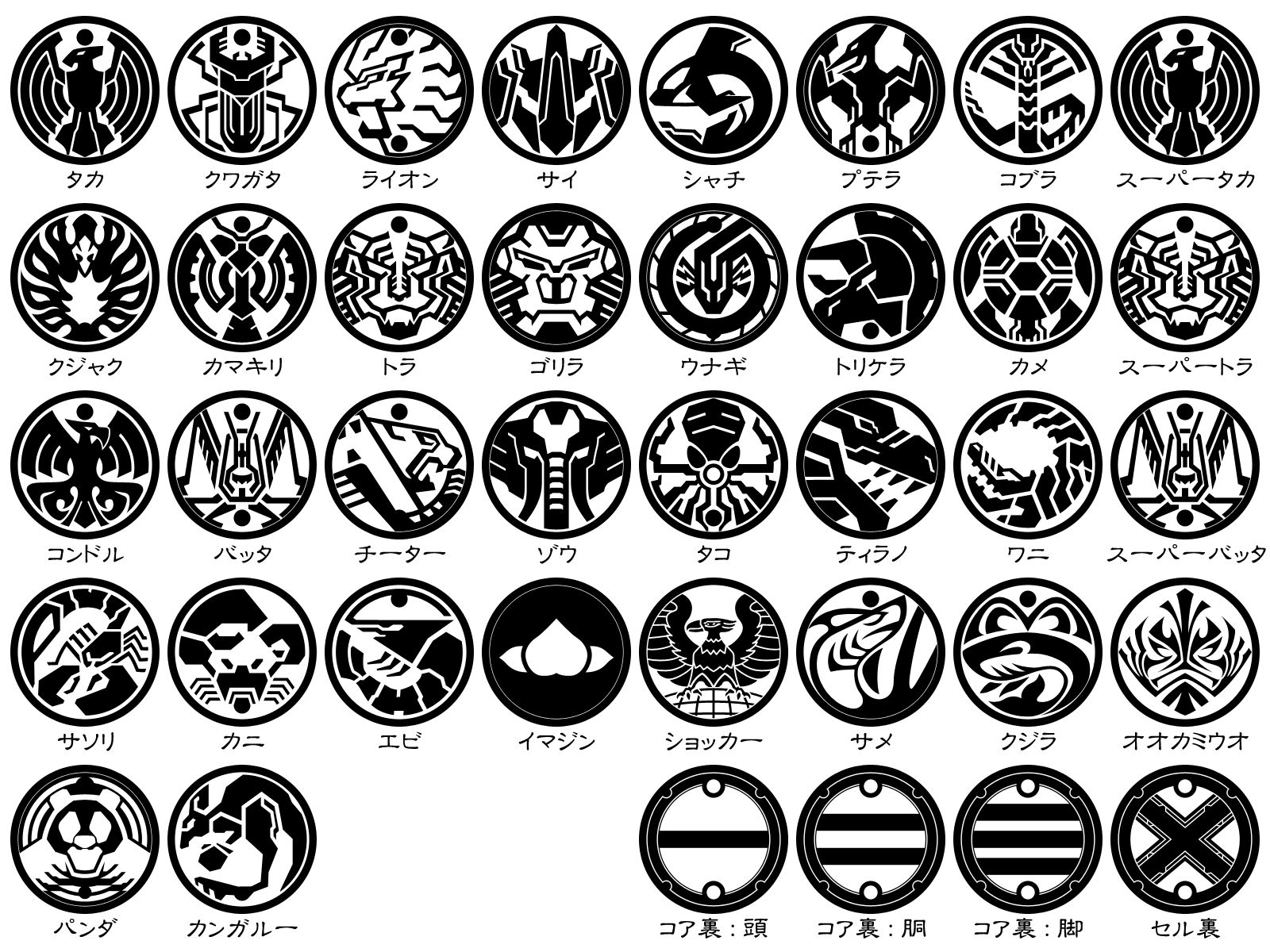 仮面ライダーオーズ Ooo オーメダル一覧表 壁紙