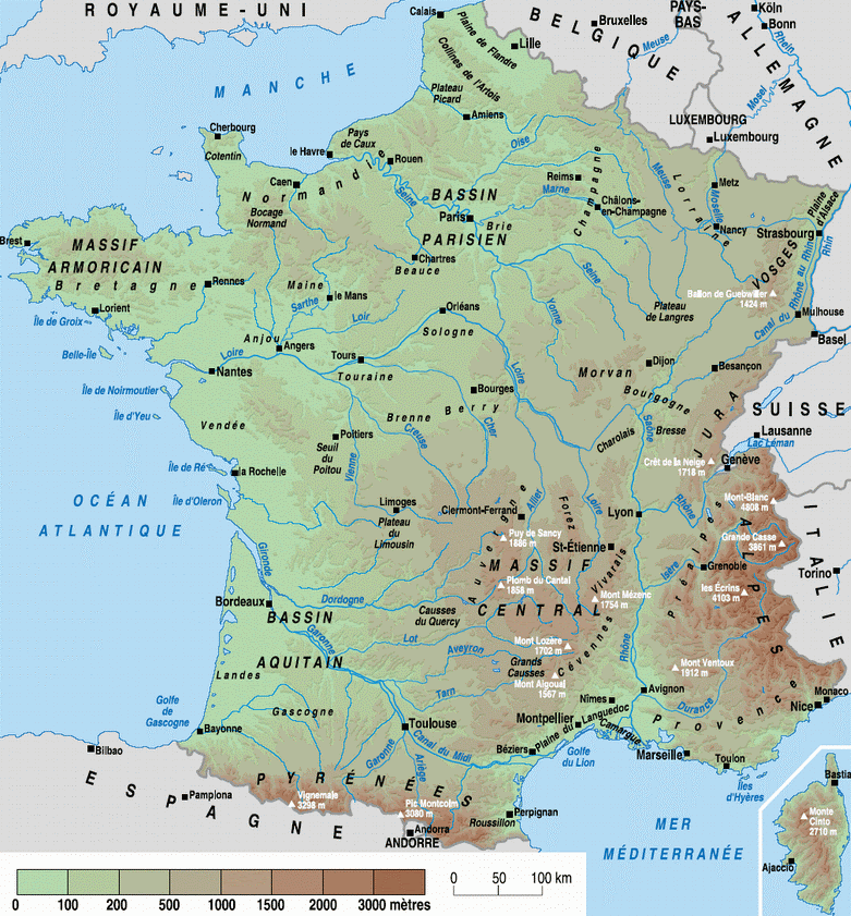 CARTE DE FRANCE : Départements Régions Villes - Carte France