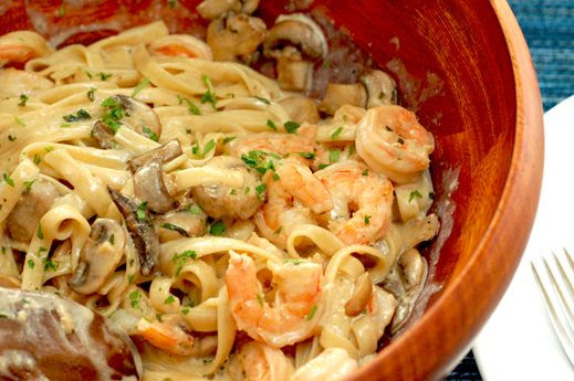 Creamy shrimp and mushroom pasta