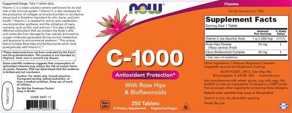 Now Foods Vitamin C 1000 Time Released 250 Tablets Natural Doctor