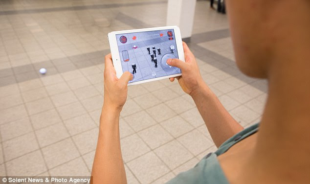There are up to 30 games available via apps including driving, sports and arcade games, (pictured) and the polycarbonate ball could soon be on its way to school classrooms to give children an insight into robotics