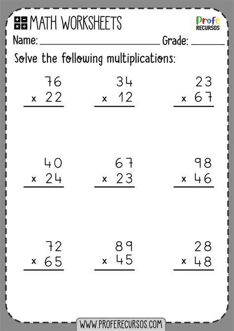 2 digit by 2 digit multiplication worksheets