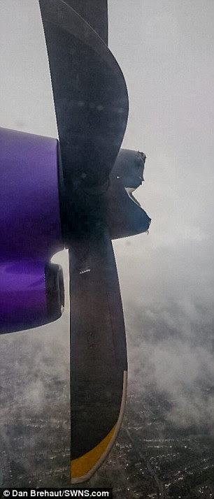 Smashed: The Flybe plane's propeller was smashed in a bird strike after take off