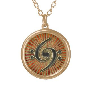 Fiery Spiral Bass Clef Pendant