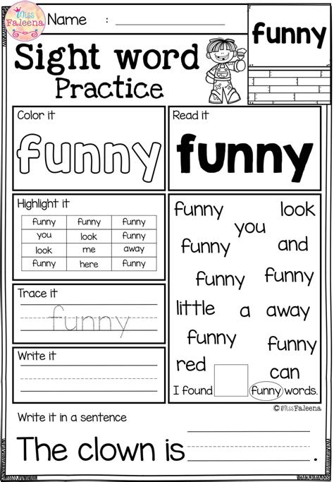  sight word printable activities