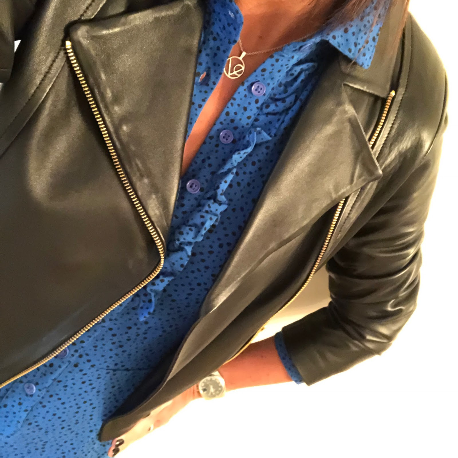 my midlife fashion, people tree allegra dot shirt dress, zara sock ankle boots, baukjen everyday biker jacket