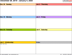 Weekly Calendars 2020 For Excel 12 Free Printable Templates