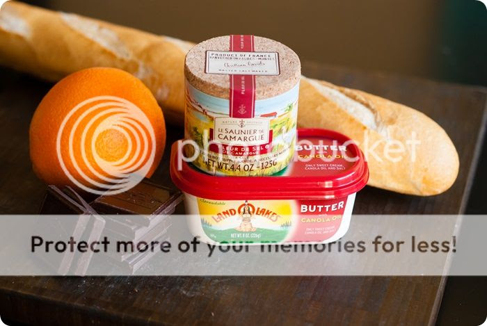 the makings of ... Chocolate Baguette Sandwiches with Orange and Sea Salt