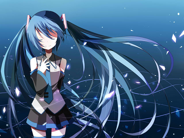 初音ミク 青色でデザインした綺麗なイラスト画像 ボカロ壁紙