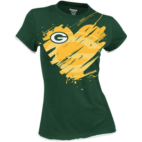 Reebok Green Bay Packers Ladies Splash of Love Cap Sleeve T-Shirt - Green (Medium)