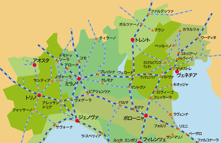 北イタリア国鉄路線図