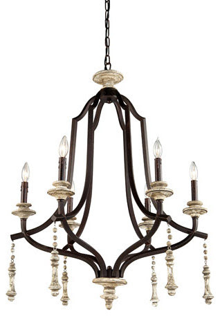 Norwich Distressed Wood Six Light Chandelier - modern 