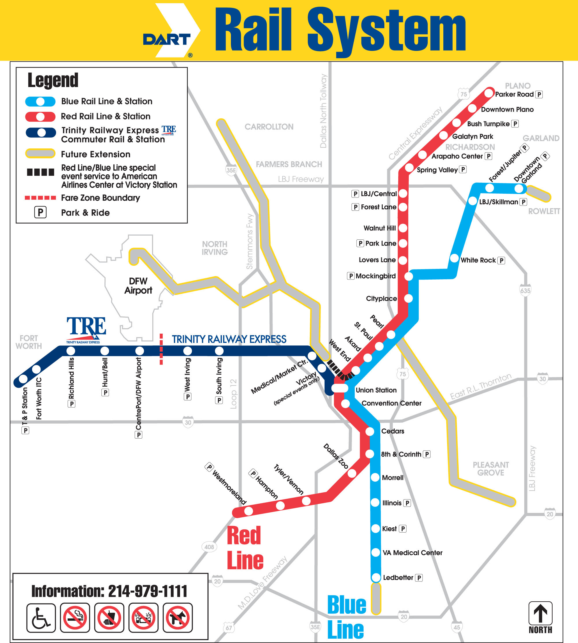 Dallas Train System Map DART Rail System Map   Dallas TX • mappery
