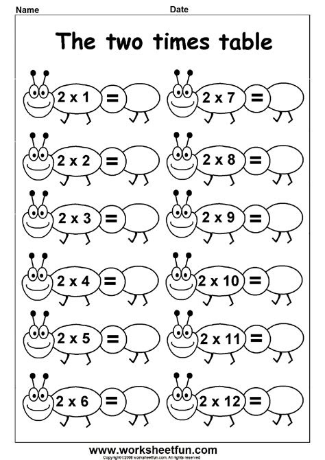  multiplication times tables worksheets 2 3 4 5 6 7 times tab