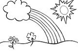 Rainbow coloring sheets featuring the sun, and shamrocks on the ground. Free pages for kids.
