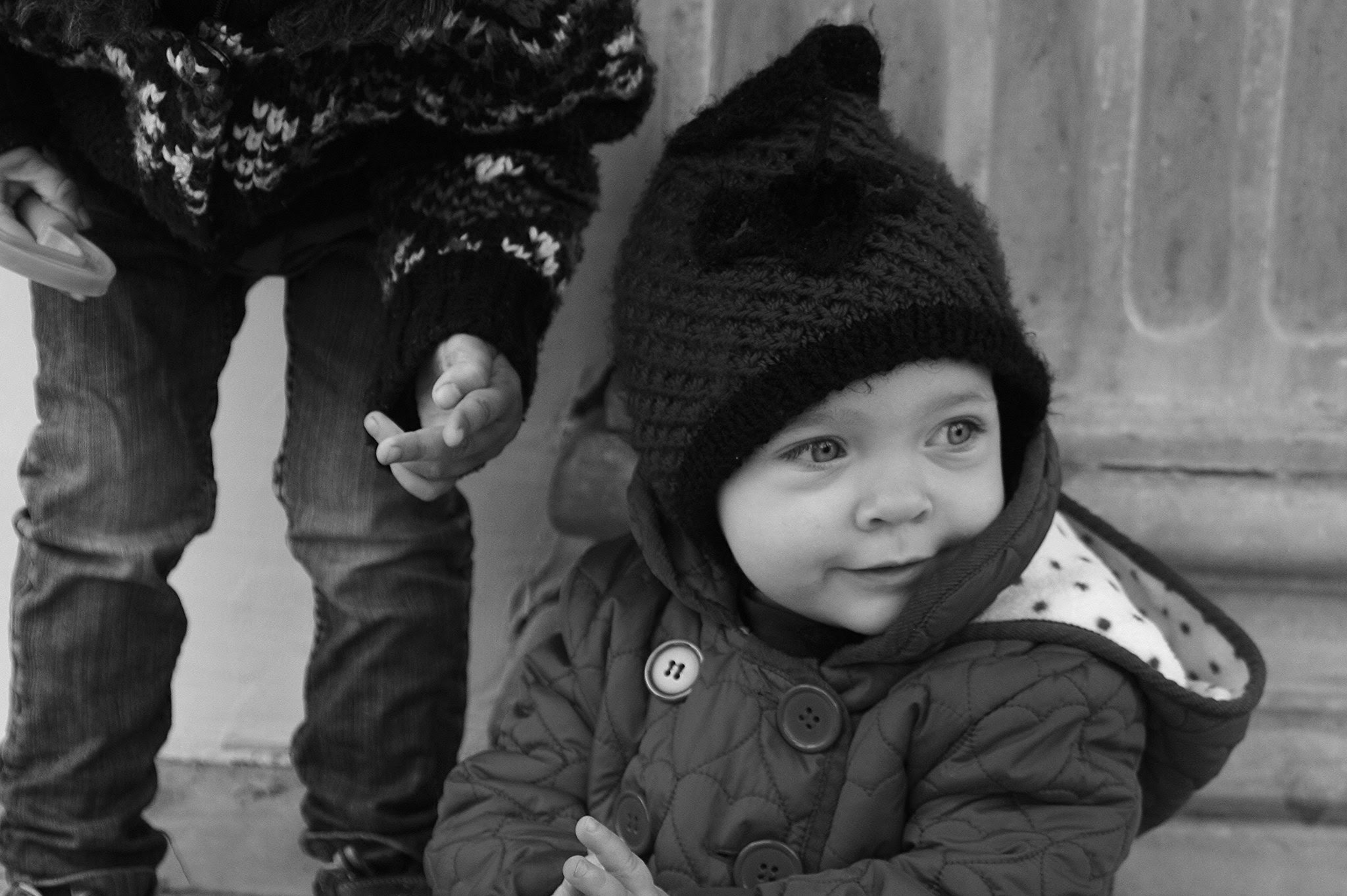 Anton and Neve playing hide and seek on  Dolmabahçe Caddesi.