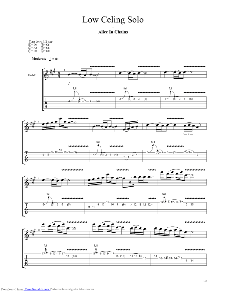 Low Ceiling Guitar Pro Tab By Alice In Chains Musicnoteslib Com