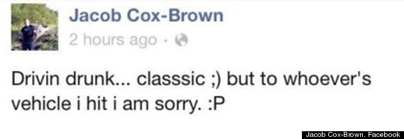 Status Facebook milik Jacob cox Brown.