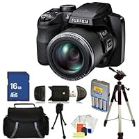 Fujifilm FinePix S8200 Digital Camera Kit. Includes: 16GB Memory Card, High Speed Memory Card Reader, 4AA Batteries + Charger, Tripod, Carrying Case & Starter Kit