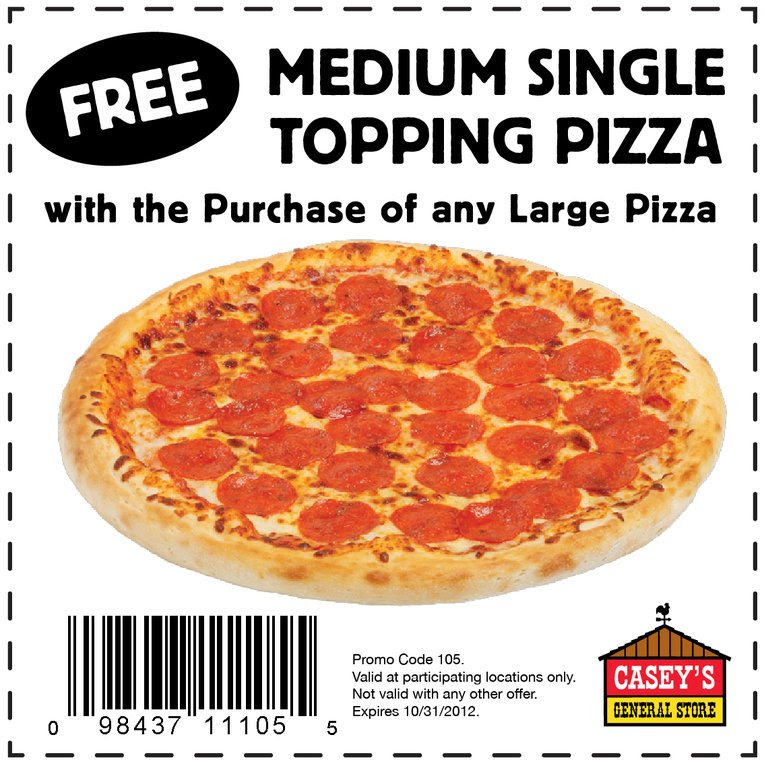 Free Medium Pizza at Casey's General Store - Life With Kathy