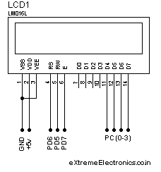 lcd modulec connection with avr