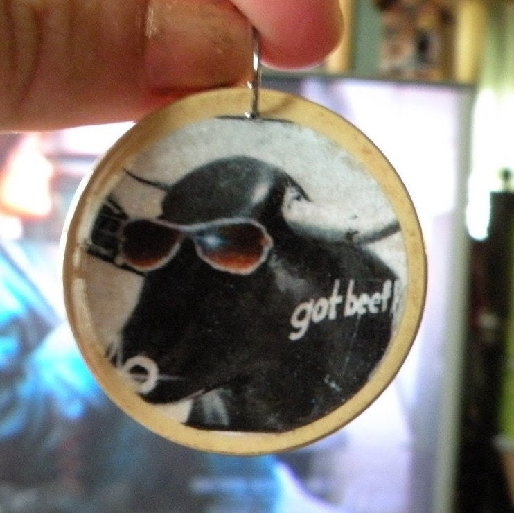 Big Fat Daddy's got beef upcycled ANNIVERSARY PENDANT - Bull Official Mascot of Wayne M. Schafer - Big Fat Daddy's of Baltimore - 2 Week Delay