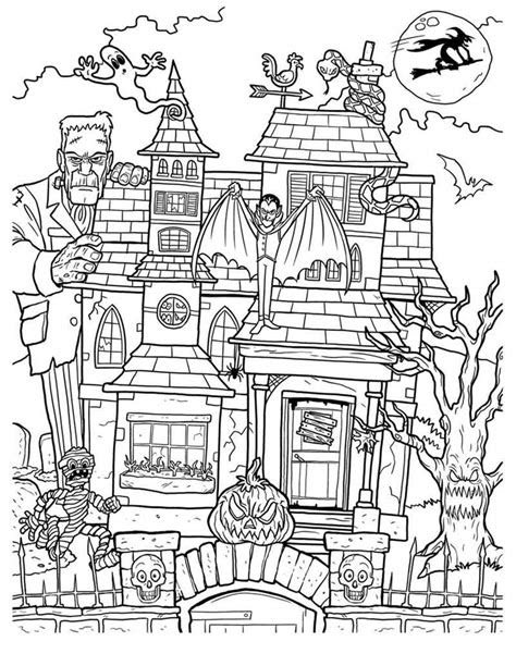 adults haunted house coloring pages  printable