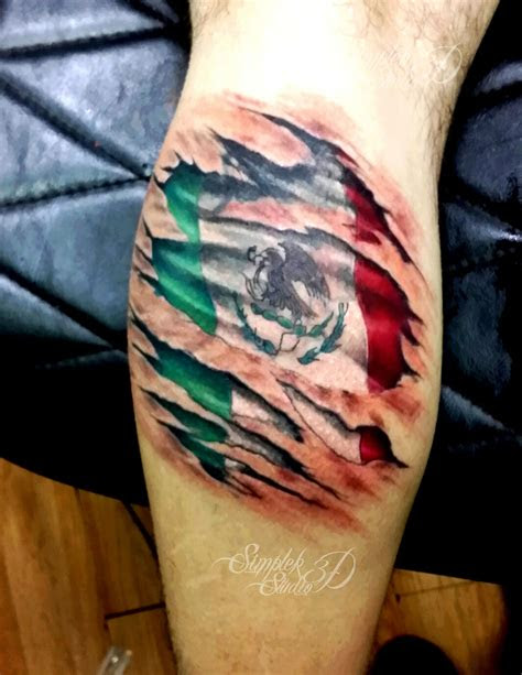 tattoo  calf mexican flag  studio art tattoo