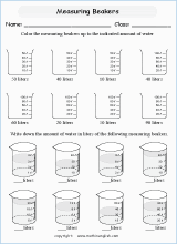 Measure the volume of water in 3 containers and use the information to ...