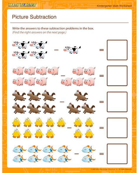 Webhere you will find a wide range of free printable kindergarten math worksheets, which will help your child learn their subtraction facts to 5 and to practice subtracting within 10. 4 best images of kindergarten math worksheets subtraction printable
