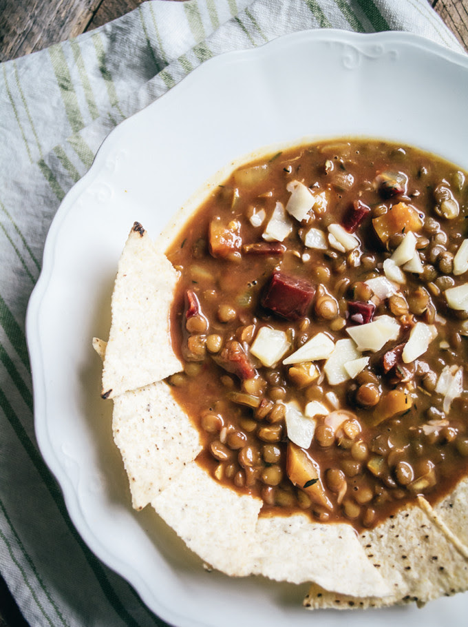 Spiced Lentil Soup with Roasted Beets & Delicata Squash 