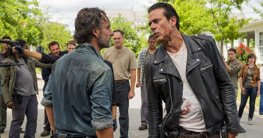 Ross Marquand as Aaron, Andrew Lincoln as Rick Grimes, Christian Serratos as Rosita Espinosa, Jeffrey Dean Morgan as NeganÂ - The Walking Dead _ Season 7, Episode 8 - Photo Credit: Gene Page/AMC