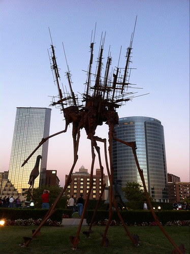 Surreal sculpture "Possess" by Jason Graham slouching toward Grand Rapids, MI #ArtPrize #iPhoneography