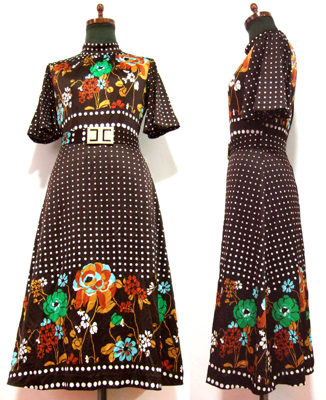 フラワー ドット柄 レトロ 70年代 ワンピース フルーツポンチョ コレクション フルーツポンチョ