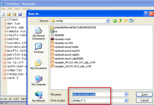ovpn config file