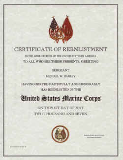 ReEnlistment Certificate USMC