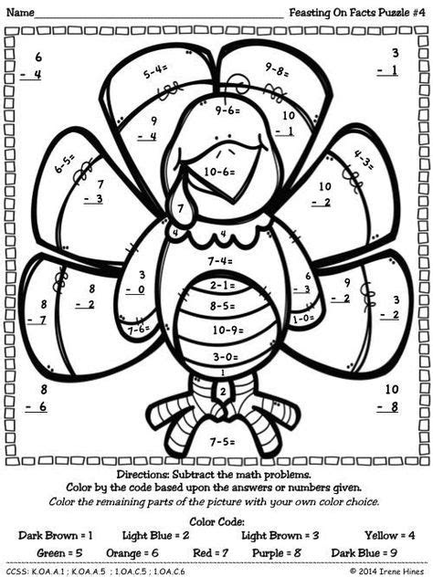 image result for color by number thanksgiving math worksheets
