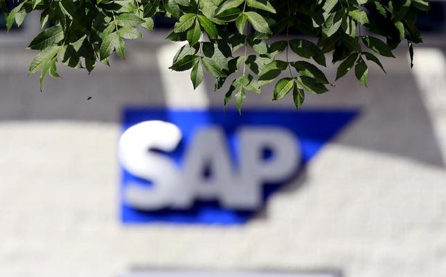 A SAP logo is seen at its offices in the CityWest complex, Dublin in this September 5, 2013 file photo. SAP is expected to release Q1 results this week. REUTERS/Cathal McNaughton/FilesGLOBAL BUSINESS WEEK AHEAD PACKAGE - SEARCH ''BUSINESS WEEK AHEAD APRIL 20'' FOR ALL IMAGES