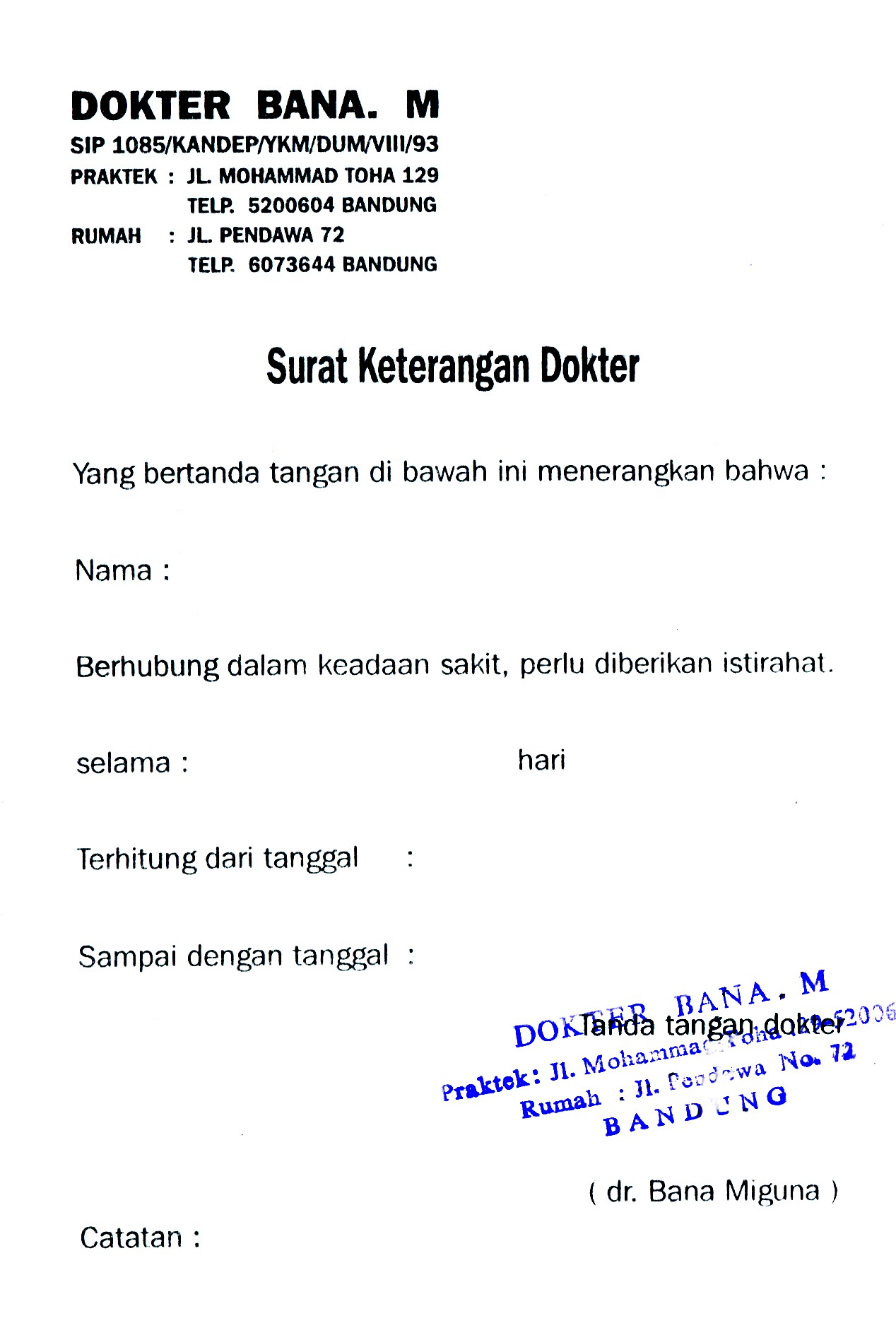 Contoh Surat Resign Dari Rumah Sakit  Contoh U