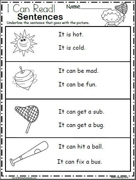  free kindergarten sentence reading worksheets made by teachers