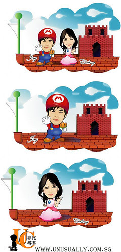 Caricature Super Mario Couple Drawing
