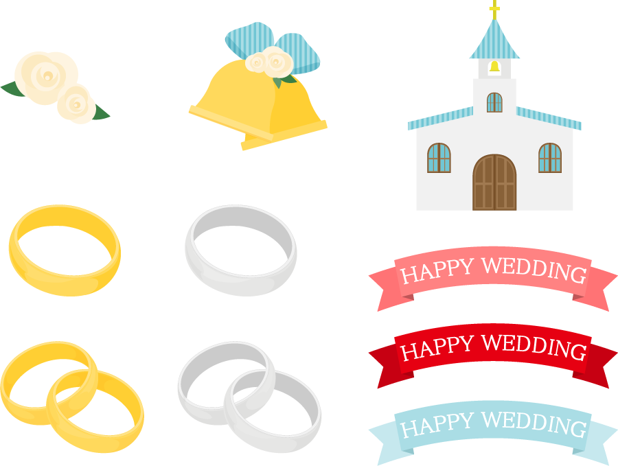 フリーイラスト 結婚指輪や教会等の結婚式のセットでアハ体験 Gahag 著作権フリー写真 イラスト素材集