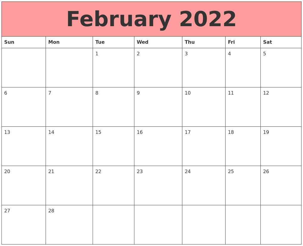 February 2022 Calendar February 2022 Calendars That Work