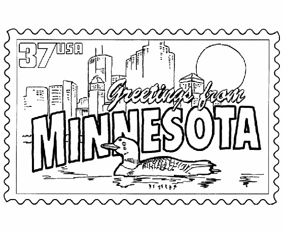 USA-Printables: Minnesota State Stamp - US States Coloring ...
