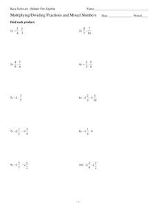 Multiplying/Dividing Fractions and Mixed Numbers Worksheet ...