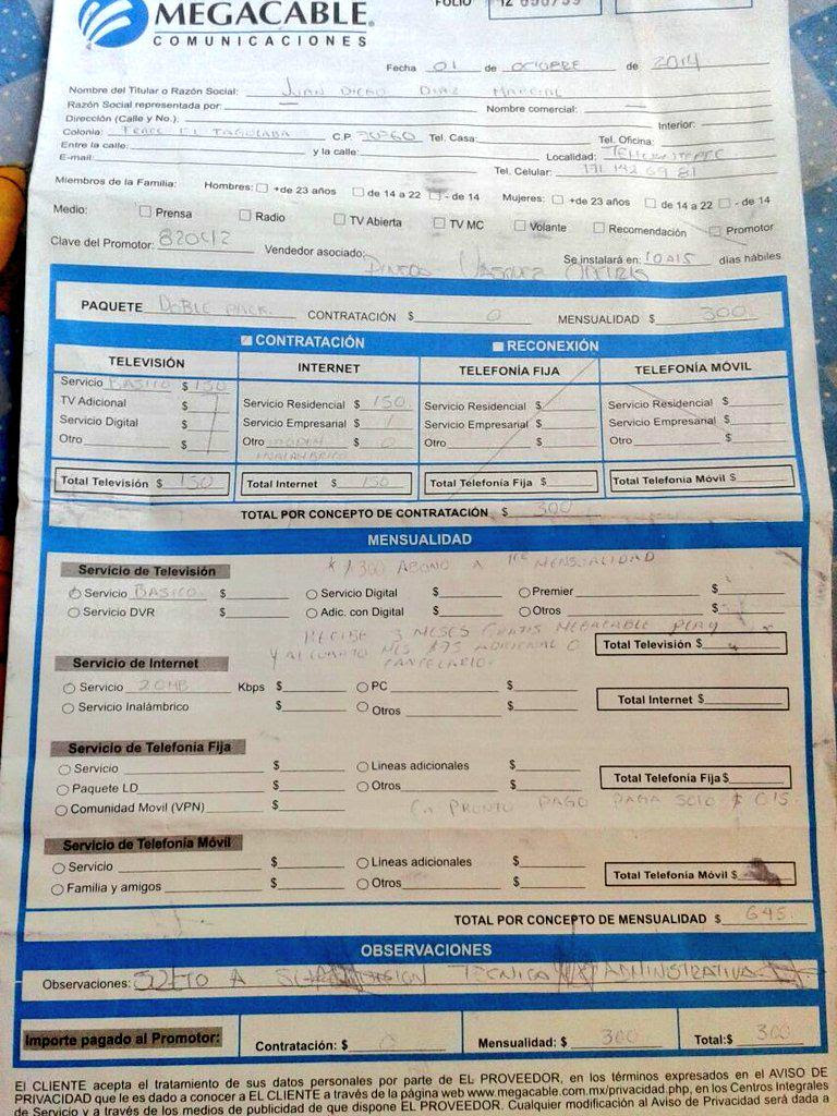 Megacable es un fraude, te ofrece velo...